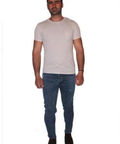 TEK CEPLİ MELANJ T-SHİRT- EKRU MELA