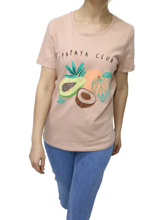 Double Kol Papaya Club Baskılı T-SHIRT-BİSKÜVİ